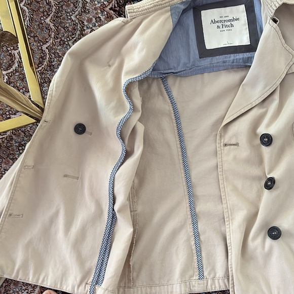 Abercrombie & Fitch Cream Trench Coat Classic Tailored Design - Picture 7 of 10